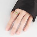 Miniatyrbillede 3 af 5: (Gylden) S925 Sterling Sølv Ring Utsøgt Farverig Rhinestone Ring Kvindernes Smykker Personlighed Åben Roterende Ring Krystal Blomst Ring Roterende En