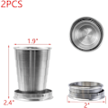 Miniatyrbild 2 av 5: Teleskopisk Bärbar Utomhusvikbar Mugg i Rostfritt Stål med Metallnyckelring för Resor, Camping, Picknick 2-pack