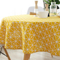 Miniatyrbillede 4 af 5: Nordisk rund dug i polyester bomuld, gul ris rund vikling 120cm - gul ris rund vikling 120cm
