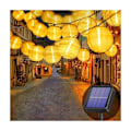 Miniatyrbild 1 av 5: Utomhus solcellsslinga - 7 m - 50 LED-lyktor - Vattentät - Solcellsbelysning för trädgård, balkong, innergård, bröllop, jul, fest (varmvit)