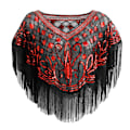 Miniatyrbillede 1 af 2: Vintage 1920'er Dame Sequin Mesh Skinnende Skalleret Poncho Mesh Broderet Blad Bluse Fest Rød