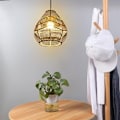 Miniatyrbillede 3 af 4: Rattan lampeskærm - Boheme hængelampe håndvævet - vævet boheme lampeskærm i flet til stue, køkken, soveværelse, restaurant, spisestue