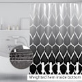 Miniatyrbillede 4 af 5: Bruseforhæng 180 x 180 cm anti-skimmel vandtæt bruseforhæng i polyester sort og hvidt bølget badeforhæng, med farvegradient