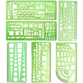 Miniatyrbillede 1 af 5: 6 stk. Plast Måleskabeloner Støbeforme Stencils Tegneredskaber til Kontor og Skole, Lysegrøn