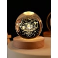 Miniatyrbillede 1 af 3: Personlig gave 3D solsystem indgraveret krystal kugle LED natlys, 8cm krystal kugle + 7cm varm lys bund USB strømforsyning, skrivebordsornament