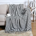 Miniatyrbillede 2 af 3: Strikket Sofatæppe Houndstooth Kvast Uld Sengetæppe Kontor Frokostpause Lur Tæppe
