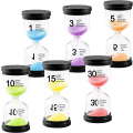 Miniatyrbild 1 av 5: Set med 6 timglas, färgat timglas transparent glas kit, sandklocka 1 min/3 min/5 min/10 min/15 min/30 min - timglas timer, timer timer, kit