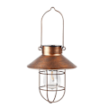 Miniatyrbillede 1 af 3: Solcelledrevet LED-lampe i wolfram med smedejernslanterne, skiveformet hængelampe til have, terrassedekoration, dekorativ retro