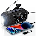 Pikkukuva 1 / 5: Kannettava radio kampi aurinkoradio selviytymisradio am/fm Dynamo USB-C Radio 2500mAh ladattava LED taskulampulla hälytys SOS Pieni Radio Bush ulkokäyttöön C