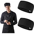 Miniatyrbillede 1 af 5: 2 stk. Unisex kokkehat madservice sort kokkehat justerbar køkkenhue cap mad serveringshætte til køkkenservering og andet arbejde