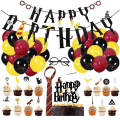 Miniatyrbild 1 av 3: 49 st/set Harry Potter-tema födelsedagsfest bakgrunder rekvisita ballonger set slips glasögon ram banner vimplar tårtdekoration