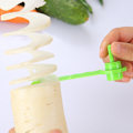 Miniatyrbillede 1 af 5: Grøn 3-delt manuel grøntsagssnitter til kartofler, gulerødder, agurker, spiralgrøntsager - Køkkenudstyr - Dekorative spiraler til dine retter,