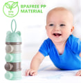 Miniatyrbillede 5 af 5: Doseur De Lai（Blå）, Doseur Bébé Distributeur en Poudre Portable Avec 4 Compartiments et Bec Verseur Boîtes Empilables Convient Pour Les Collations,L
