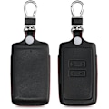 Pikkukuva 1 / 5: Renault Smart Key 4-painikkeinen yhteensopiva kuori (vain Keyless Go) - Musta-punainen - Aito nahkainen avaimen kuori avaimenperällä