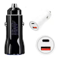 Miniatyrbillede 4 af 4: Sort Power Charger Dobbelt Port Hurtig Opladning Biloplader