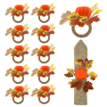Miniatyrbillede 1 af 3: 12 stk. Servietringe med græskar og ahorn - Servietringe til ferie, Halloween, Thanksgiving, efterår - Servietringe med blade - Dekoration til landlig stil