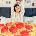 Pikkukuva 3 / 4: Pizzahuopa, kuuma valkoinen pizza, burritohuopa, burritoflanelli, sopii kaikkiin vuodenaikoihin, hauska lahja ystäville, lapsille 150cm