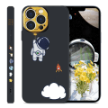 Miniatyrbillede 1 af 4: Astronaut-etui til iPhone 14 Pro Max, sødt rummandsmønster (sort)