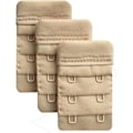 Miniatyrbillede 1 af 5: Beige 3-pak bløde og komfortable bh-forlængere til kvinder med 2 kroge, 6,1 cm x 3,8 cm