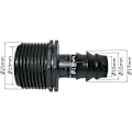 Miniatyrbilde 4 av 4: Sett med 10 hann-piggadaptere/koblinger Ø16mmx3/4'' Dryppslanger Ekstern gjenge (for Ø16mm slange) - Kobling for vannings-/sprinklersystem