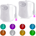 Miniatyrbild 4 av 4: Toalettljus rörelsesensor, 2-pack toalettljus 8 färger LED nattljus batteridriven rörelsesensor för badrum toalett