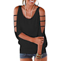 Miniatyrbilde 1 av 4: Kvinners sommer kalde skuldertopper 3/4 ermet T-skjorter Genser Casual Dolman Bluser (L)