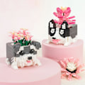 Miniatyrbillede 4 af 4: Miniature byggesæt, hund og blomst, DIY mini 3D byggesæt, 466 dele (Husky, Agave)