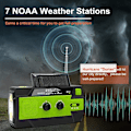 Miniatyrbilde 2 av 5: Nødkurvradio med sveiv, 4000 mAh solcelledrevet håndsveiv bærbar AM/FM/NOAA med 1W 3-modus lommelykt og bevegelsessensor leselys