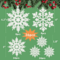 Miniatyrbilde 2 av 5: 36 stk hvite snøfnugg ornamenter i plast med glitter for vinter og juletrepynt i varierende størrelser (w