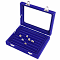 Miniatyrbillede 1 af 5: Slots Fløjls Glas Ringe Øreringe Smykker Display Opbevaringsboks Holder Organiser Bakke Etui