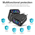 Miniatyrbilde 4 av 5: Luminous 4USB mobiltelefon laderhode europeisk standard reiselader stripete USB smart nettbrettlader