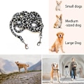 Miniatyrbillede 5 af 5: Hundesnor, reflekterende dobbeltline justerbar i nylon med 2 karabinhager og 3 ringe, 2,1 m sort line til multifunktionel hund til små/mellemstore