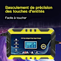 Miniatyrbillede 4 af 5: Bilbatterioplader - 12V/6A Smart Batterioplader, LCD-display, Batterioplader Vedligeholder, Sort/Gul