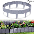 Miniatyrbillede 1 af 5: 10 stk. Have Foldbar Kanthegn Landskab Imitation Sten Plast Have Cleach Hegn Rent Panel DIY Ornamenter