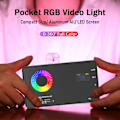 Miniatyrbilde 5 av 5: LED LED LED Panel RGB 3000K-8500K med variabel intensitet 12 CRI97 CRI Lyseffekter+ Integrert batteri med Cold Grift Adapter for Vlog Live Stre