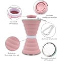 Miniatyrbild 4 av 5: Rosa hopfällbar vattenflaska 500ml Reseflaska Silikon hopfällbar vattenflaska med karbinhake Läckagesäker Campingmugg för utomhusaktiviteter G