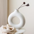 Miniatyrbillede 2 af 3: Vase, Kreativ Vase Moderne Hjemmeindretning, Håndlavet Vase Hvid Keramisk Tørret Blomst Kunsthåndværk Dekorationer Til Kontor Hjemmeindretning