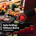 Miniatyrbillede 2 af 4: 1 par handsker, varmebestandige til grill op til 800 °C, skridsikre køkkenhandsker til rød skorstensovn