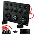 Pikkukuva 5 / 5: 5-osainen keinukytkinpaneeli - Vedenpitävä keinukytkin - Kaksois-USB DC 12V/24V - Veneeseen, autoon, kuorma-autoon, perävaunuun, merenkulkuun, SUV-ajoneuvoihin, matkailuautoon