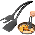 Miniatyrbillede 1 af 4: Køkkentang og 2 i 1 spatel, silikone køkken grillspatel, bøfspatel, varmebestandig pandekagespatel, silikone køkkenspatel til di