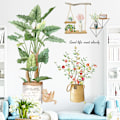 Miniatyrbilde 3 av 4: Veggklistremerker Tropiske Blader Blomster Veggmaleri Veggmaleri Klistremerker Palmeblader Grønn Plante For Soverom Stue Sofa
