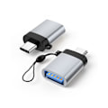 Pikkukuva 3 / 5: (2 kpl pakkaus) (hopea) USB C - USB 3.0, USB C uros - USB 3.0 naaras -sovitin, yhteensopiva puhelimen, kannettavan tietokoneen ja PC:n kanssa