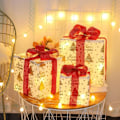 Miniatyrbilde 4 av 5: Sett med 3 opplyste julegaveesker, opplyste juledekorasjoner, julebord, innendørs- og utendørsdekorasjoner, Thanksgiving juledekorasjon
