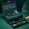 Miniatyrbillede 2 af 5: Smykkeskrin, smykkeæske, display, i 2 niveauer, med 1 skuffe og 1 nøgle, til ringe, ure, halskæder, øreringe, gaveidé