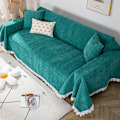 Miniatyrbillede 3 af 3: Holdbar grøn sofaovertræk til 3-personers sofa, blødt og elegant sofaovertræk tæppe til lænestol, vaskbart kæledyrs sofa beskytter til stue boho sofa