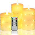 Miniatyrbild 1 av 5: LED-ljus, batteridrivna ljus, med inbäddade ljusslingor, 3-delade flamlösa ljus, med 10-tangenters fjärrkontroll, 24-timmars timerfunktion, dansande fl