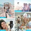 Miniatyrbillede 5 af 5: Sort - 1 stk. Selfie Lightening Tripod Bluetooth Selfie Stick Lang Mini Tripod Desktop Telefonstativ
