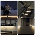 Miniatyrbilde 3 av 4: LED-stripe med bevegelsessensor, 2m batteridrevet LED-stripe med IR-fjernkontroll, 3500K, varm hvit, for belysning av soverom, garderober og trappeoppgang