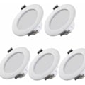 Miniatyrbild 1 av 5: 5 LED-spotlights för badrum, IP44 Superplatt 35mm, 85mm i diameter, vit, inbyggd taklampa, 6W, 460lm, 4000k neutral LED-panel
