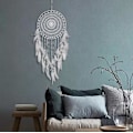 Miniatyrbillede 2 af 2: Stor drømmfangst i boho-stil med hvide fjer, macramé Håndlavet vægophæng